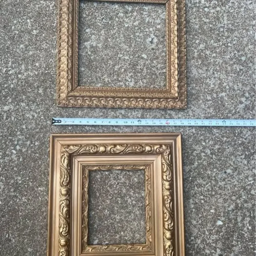 Pair of Wooden Vintage Frames | Romantic Ornate Carved Wood Golden Picture Frame